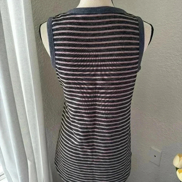 LOGO Lounge by Lori Goldstein French Terry Striped Tank w/ Rib Details - Picture 6 of 9